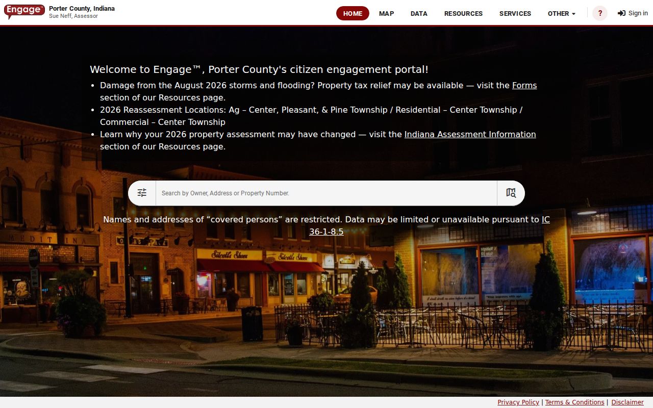 Porter County XSoft property search for the Portage residents directory