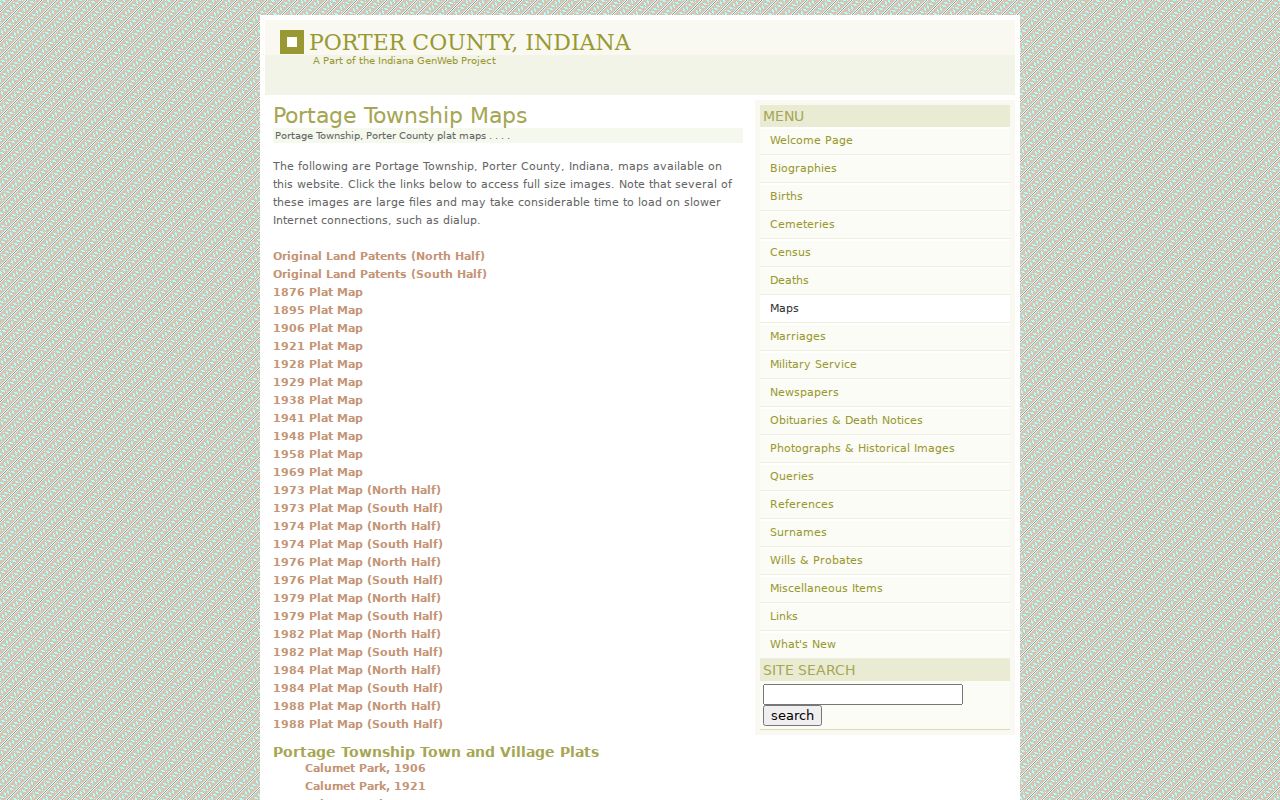Historic maps for Portage previous residents research