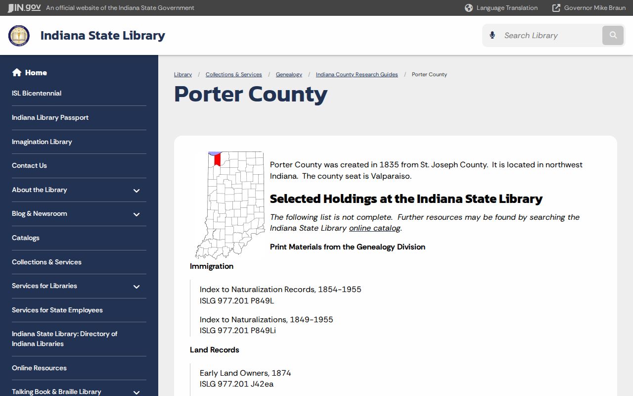 Porter County genealogy guide for Portage previous residents