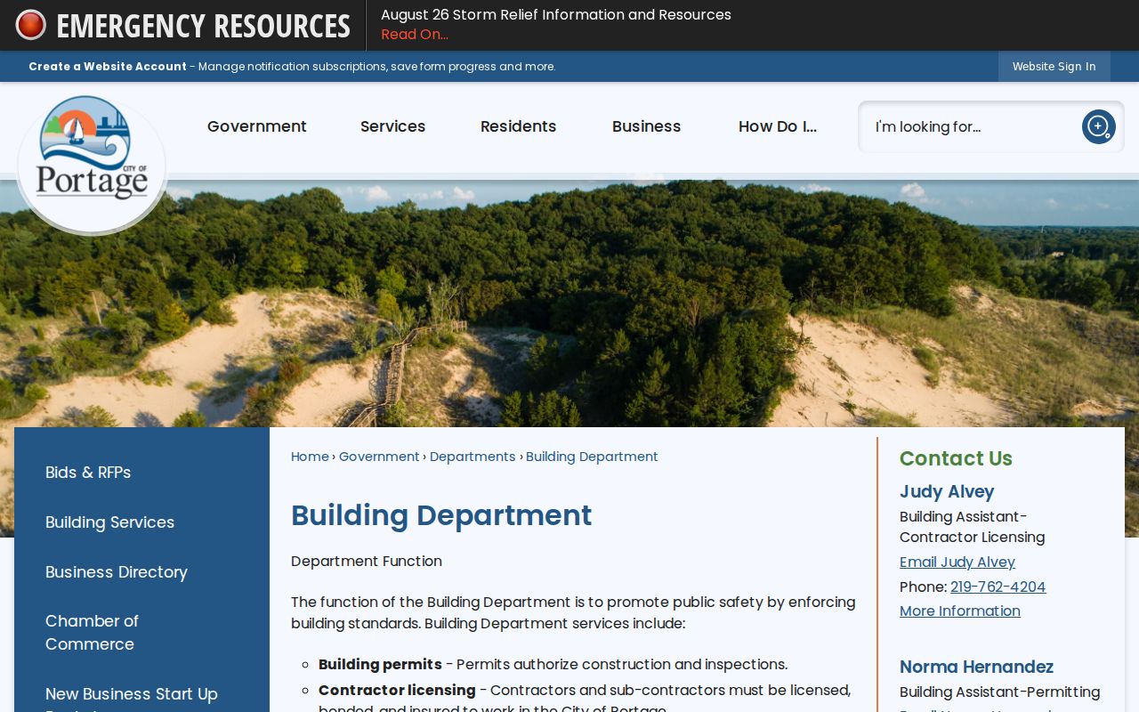 Portage ZIP code directory address and permit records