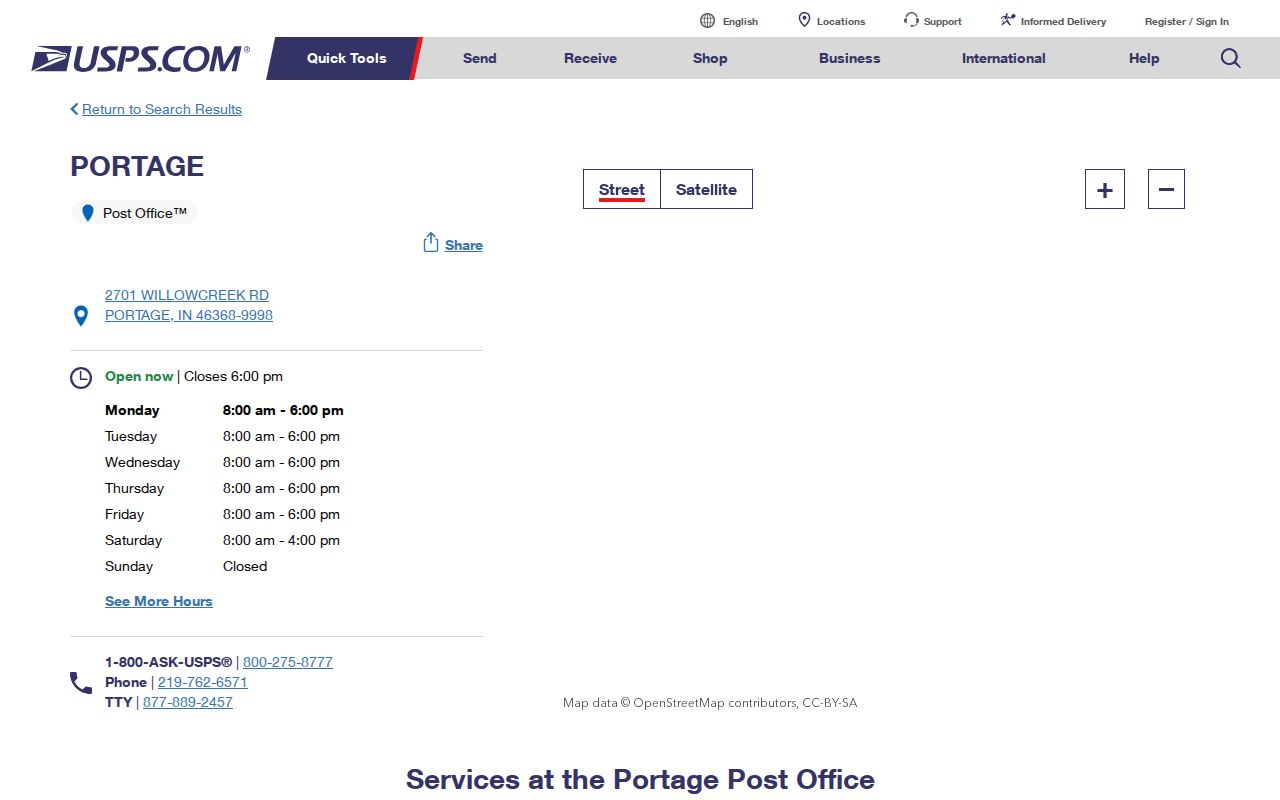 Portage ZIP code directory post office details